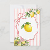 Freshly Squeezed Lemonade Bow Lemon Baby Shower サンキューカード (裏面)