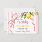 Freshly Squeezed Lemonade Bow Lemon Baby Shower サンキューカード (正面)