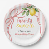 Freshly Squeezed Lemonade Bow Lemon Baby Shower ペーパープレート (正面)