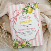 Freshly Squeezed Lemonade Pink Bow Baby Shower 招待状