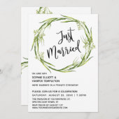 Freshlywed Green Wreath Typography 招待状 (正面/裏面)