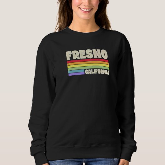 Fresno California Pride Rainbow Flag Gay Pride Mer スウェットシャツ (正面)