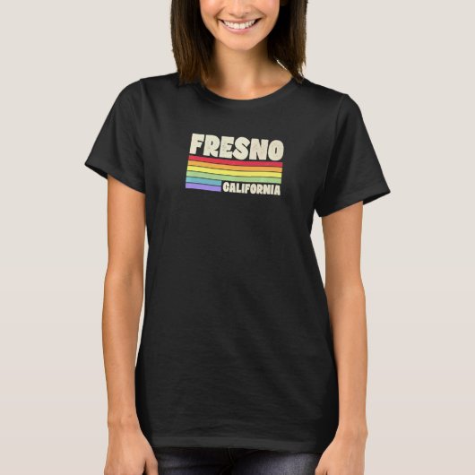 Fresno California Pride Rainbow Flag Gay Pride Mer Tシャツ (正面)