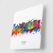 Fresno California Skyline スクエア壁時計 (傾斜)