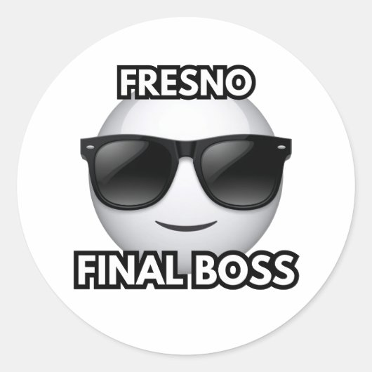 Fresno Final Boss Cool Emoji Sticker ラウンドシール (正面)