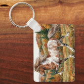 Freya Icelandic Horse in Autumn Forest キーホルダー (正面)