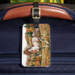 Freya Icelandic Horse in Autumn Forest ラゲッジタグ