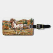 Freya Icelandic Horse in Autumn Forest ラゲッジタグ (正面横)