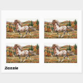 Freya Icelandic Horse in Autumn Forest 長方形シール (シート)