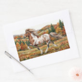 Freya Icelandic Horse in Autumn Forest 長方形シール (封筒)