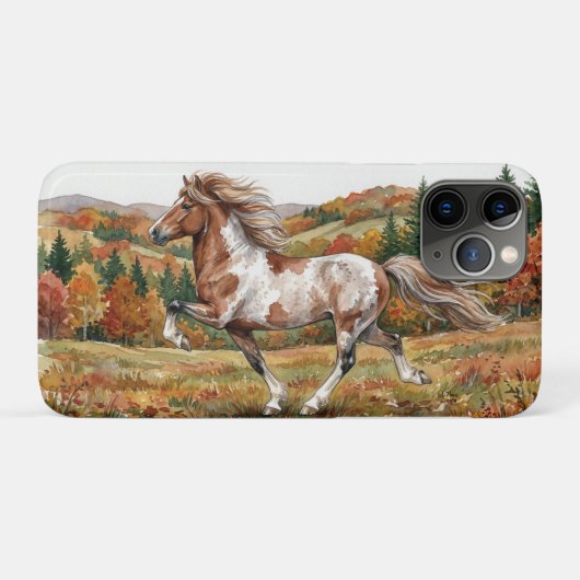 Freya Icelandic Horse in Autumn Forest Case-Mate iPhoneケース (裏面(横))