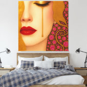 Freya's heartache golden tears in pink motif キャンバスプリント (インサイチュ (寝室))