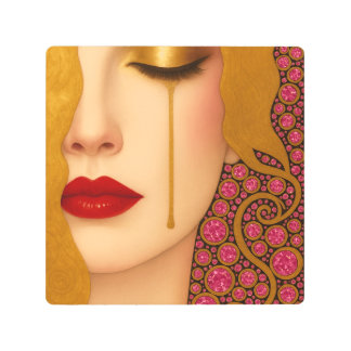 Freya's heartache golden tears in pink motif メタルプリント