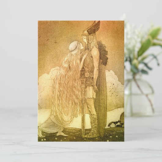 FreyjaとSvipdag by John Bauer 1911 招待状 (スタンド正面)