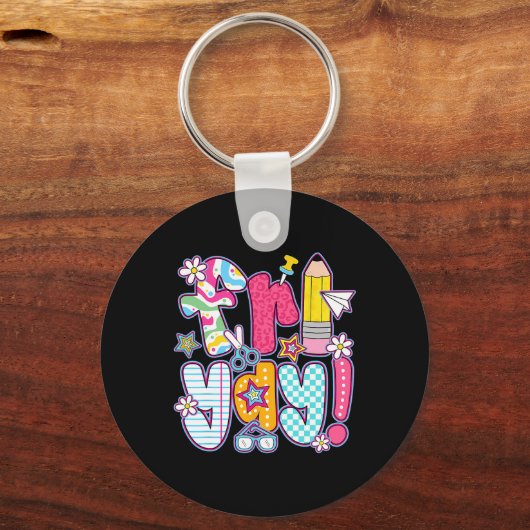 Fri-yay Happy Friday Weekend Teacher Student Back キーホルダー (正面)