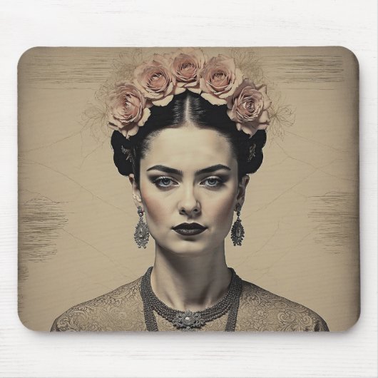 Frida Kahloのチャーム:ヴィンテージ二重暴露 マウスパッド (正面)