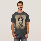 Frida Kahloのチャーム:ヴィンテージ二重暴露 Tシャツ (正面フル)