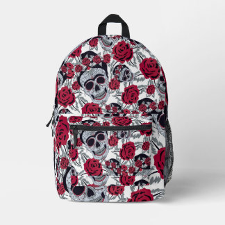 Frida Kahlo and roses プリントバックパック