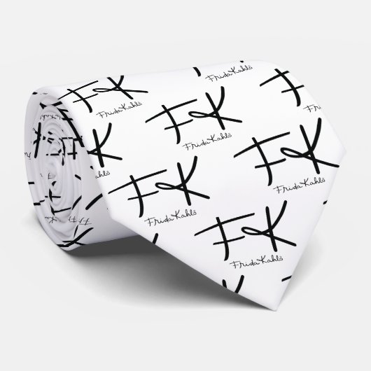 Frida Kahlo "FK" Monogram Signature Pattern ネクタイ (ロール)