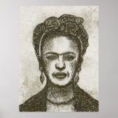 FRIDA KAHLO hand drawn scribble art poster ポスター (正面)