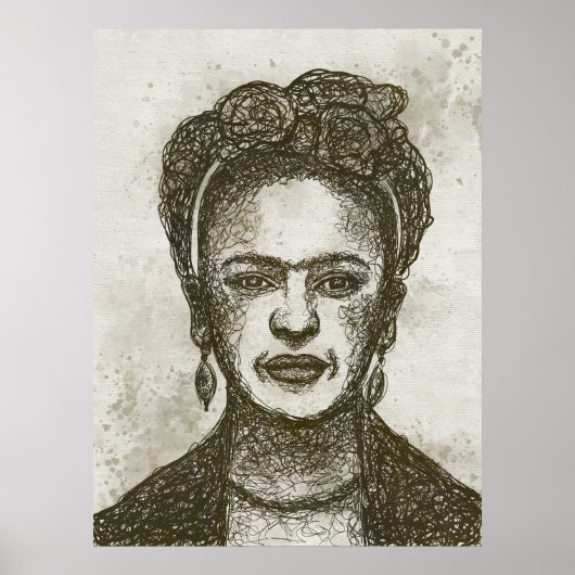 FRIDA KAHLO hand drawn scribble art poster ポスター (正面)