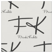 Frida Kahlo Monogram "FK" Signature Pattern ファブリック (クローズアップ)