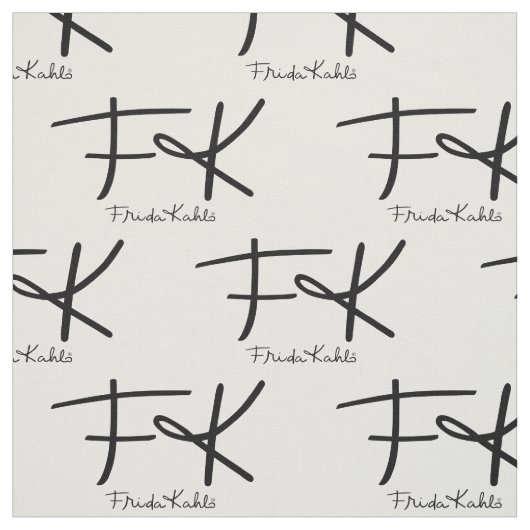 Frida Kahlo Monogram "FK" Signature Pattern ファブリック (見本)