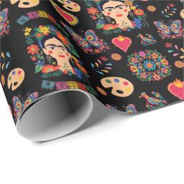 Frida Kahlo Pattern,メキシコ,アーティストギフト ラッピングペーパー
