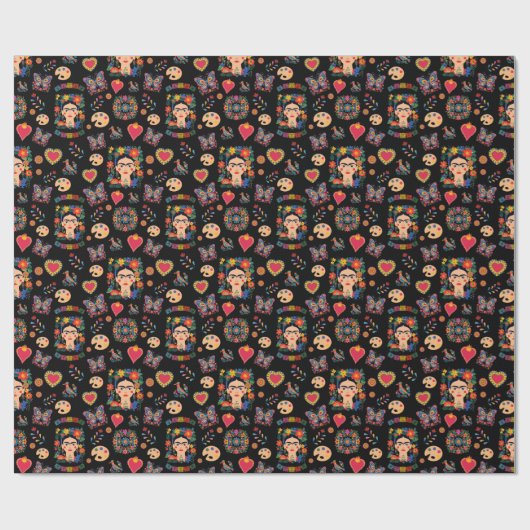 Frida Kahlo Pattern,メキシコ,アーティストギフト ラッピングペーパー (フラット)