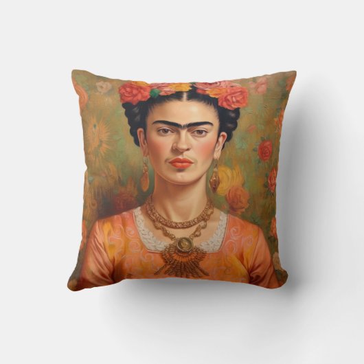 Frida Kahlo Pillow, Cushion, Frida Decor クッション (裏面)