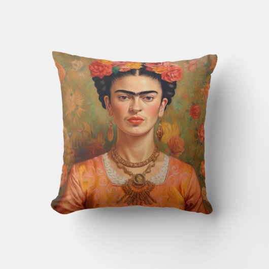 Frida Kahlo Pillow, Cushion, Frida Decor クッション (正面)