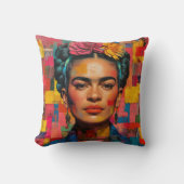 Frida Kahlo Pillow, Cushion, Frida Decor クッション (正面)