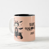Frida Kahlo Pink Pasteloween Happy Halloween  ツートーンマグカップ (正面左)