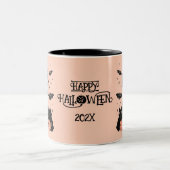 Frida Kahlo Pink Pasteloween Happy Halloween  ツートーンマグカップ (中央)