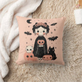 Frida Kahlo Pink Pasteloween Spooky Cute Halloween クッション (ブランケット)