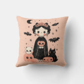 Frida Kahlo Pink Pasteloween Spooky Cute Halloween クッション (裏面)