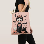 Frida Kahlo Pink Pasteloween Spooky Cute Halloween トートバッグ (クローズアップ)