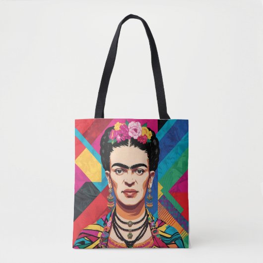 Frida Kahlo Pop Art Portrait – Vibrant Colors  トートバッグ (正面)