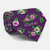Frida Kahlo | Purple Floral Bouquet Pattern ネクタイ (ロール)