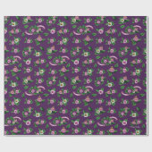 Frida Kahlo | Purple Floral Bouquet Pattern ラッピングペーパー (フラット)