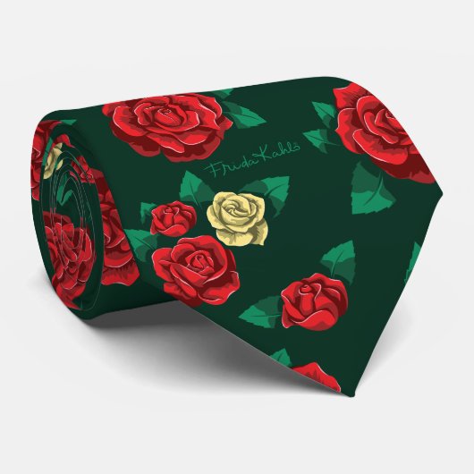 Frida Kahlo | Red and Gold Rose Pattern ネクタイ (ロール)
