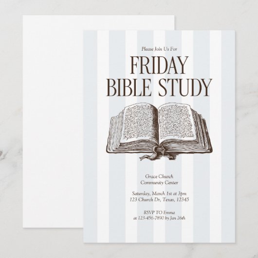 Friday Bible Study Church 招待状 (正面/裏面)