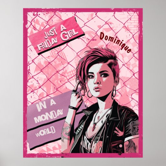 Friday Girl in Monday World編集可能な名前 ポスター (正面)