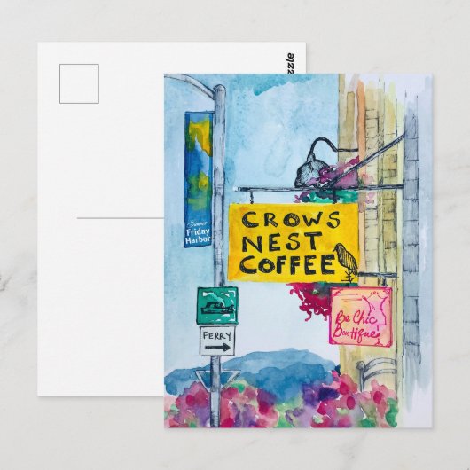 Friday Harbor Washington Coffee Business Signs ポストカード (正面/裏面)