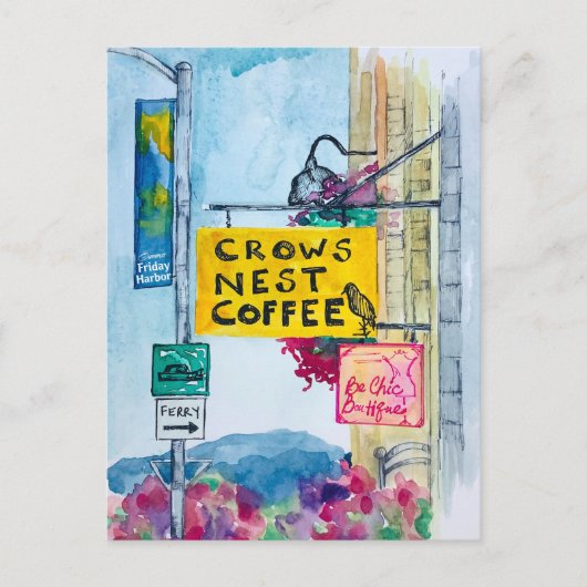 Friday Harbor Washington Coffee Business Signs ポストカード (正面)