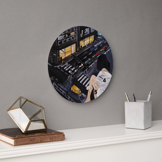 Friday Night Painting by Alfred Fox ラージ壁時計 (オフィス)