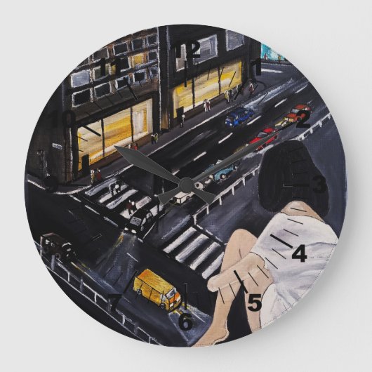 Friday Night Painting by Alfred Fox ラージ壁時計 (正面)