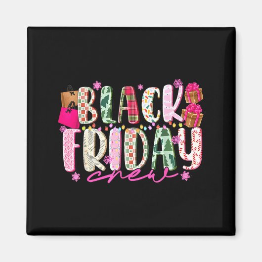 Friday Shopng Crew Christmas Lights Black Shopng F マグネット (正面)