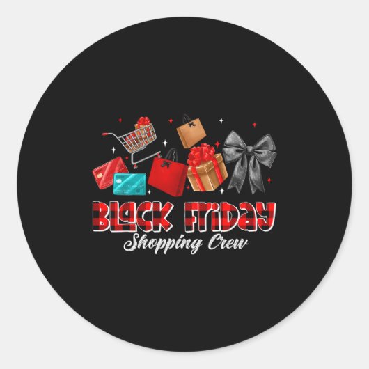 Friday Shopng Squad Christmas Black Shopng Family  ラウンドシール (正面)