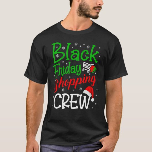 Friday Shopping Crew Christmas Black Shopping Fami Tシャツ (正面)